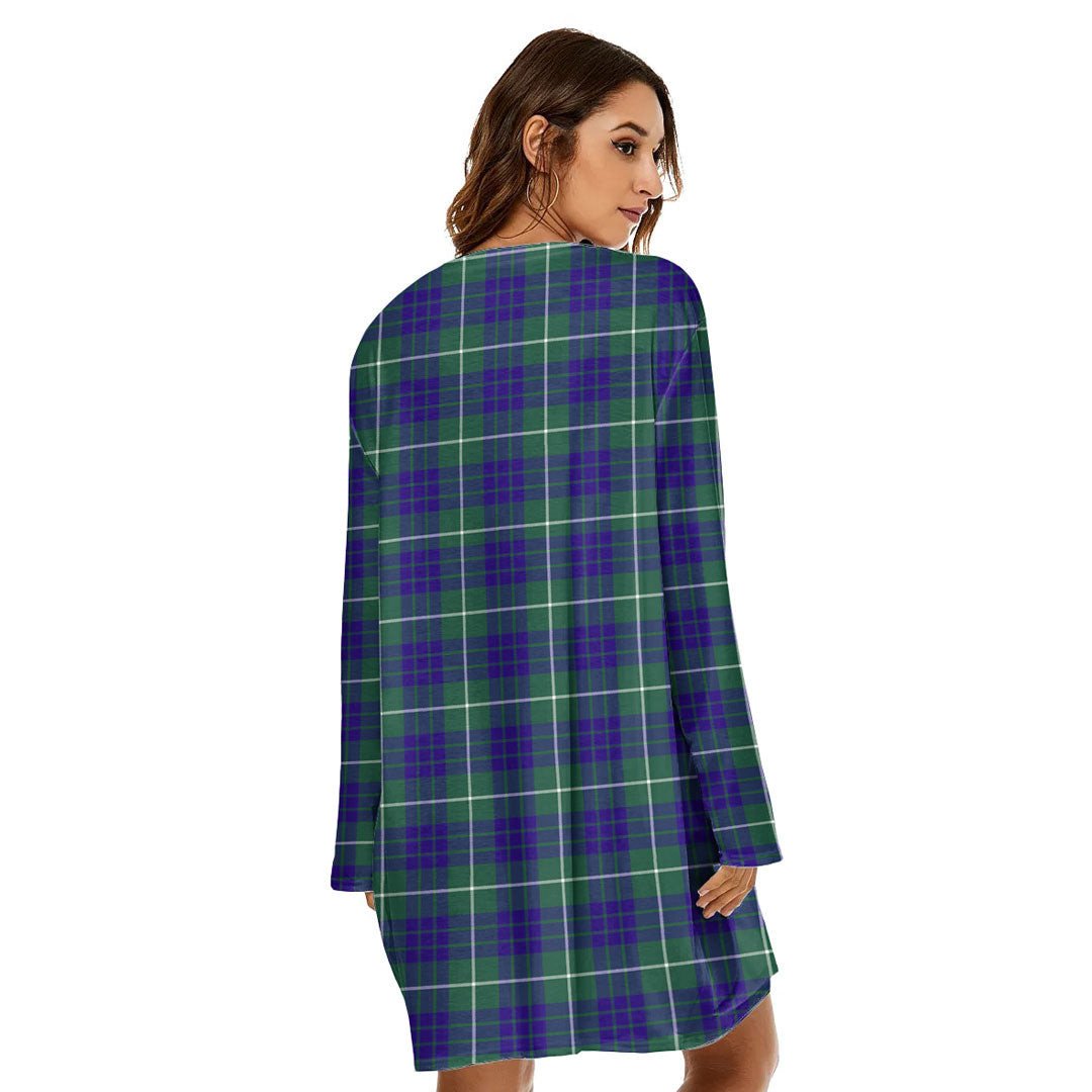 Hamilton Hunting Modern Tartan Crest Loose Crew Neck Dress