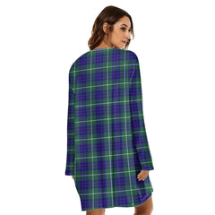 Hamilton Hunting Modern Tartan Crest Loose Crew Neck Dress