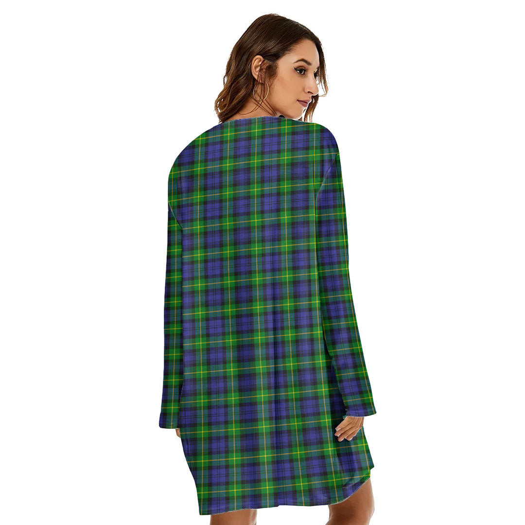 Gordon Modern Tartan Crest Loose Crew Neck Dress