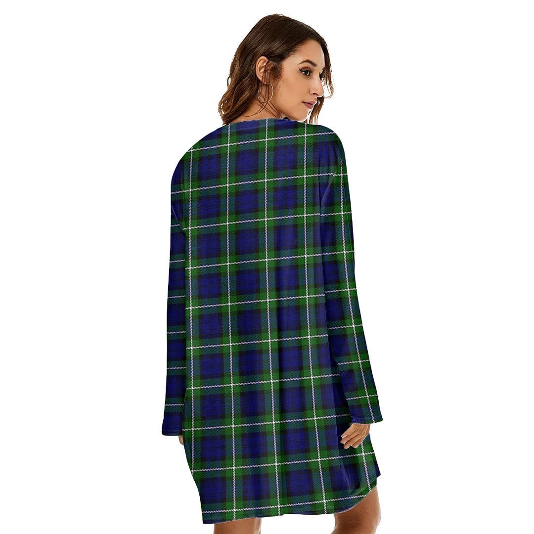 Forbes Modern Tartan Crest Loose Crew Neck Dress