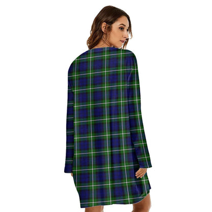 Forbes Modern Tartan Crest Loose Crew Neck Dress