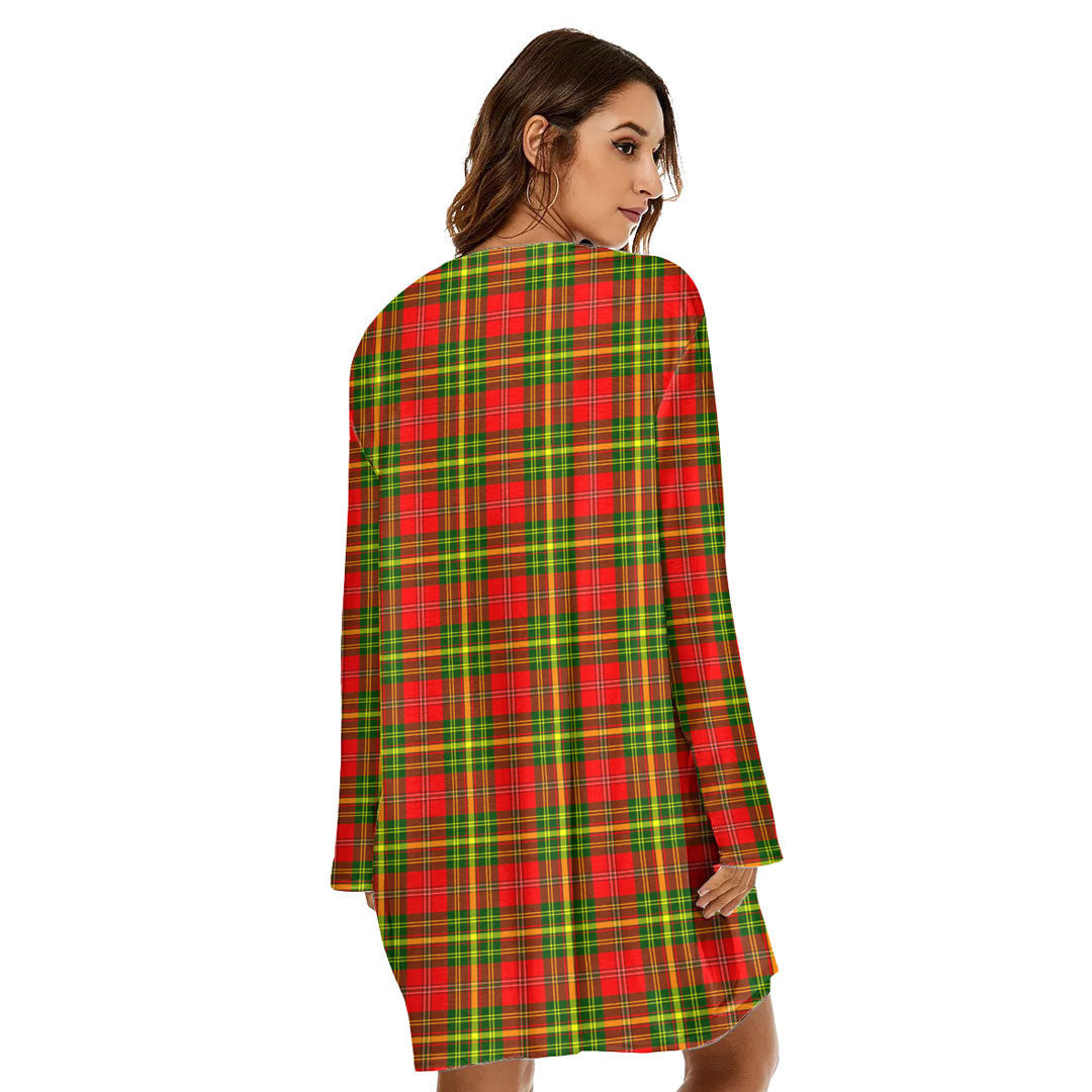 Leask Tartan Crest Loose Crew Neck Dress