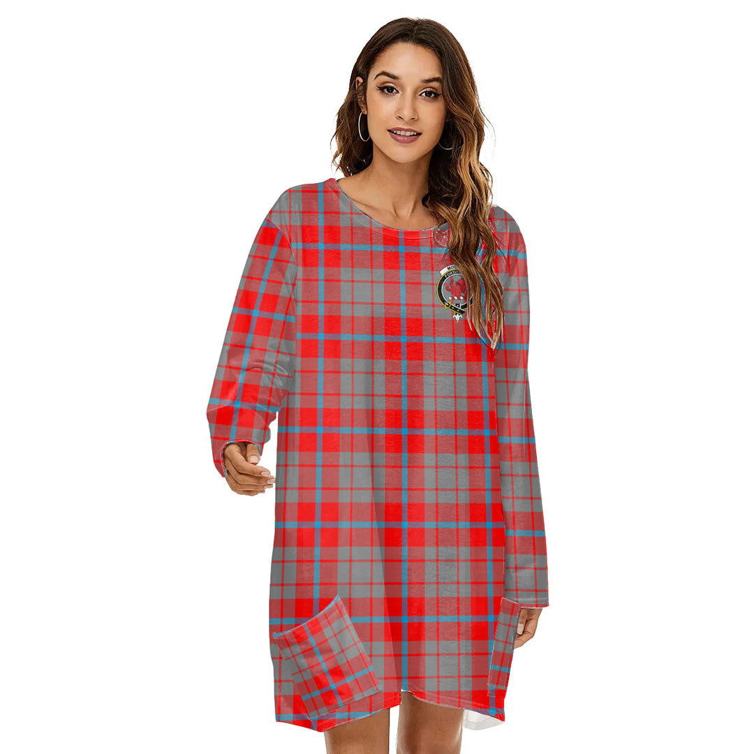 Moubray Tartan Crest Loose Crew Neck Dress