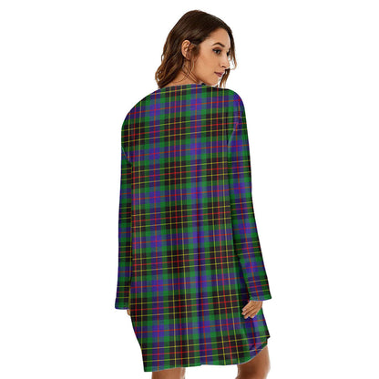 Brodie Hunting Modern Tartan Crest Loose Crew Neck Dress