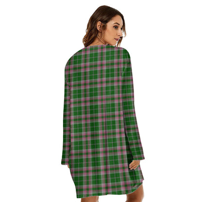 Gray Hunting Tartan Crest Loose Crew Neck Dress