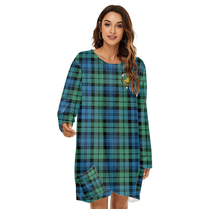 Campbell Ancient 01 Tartan Crest Loose Crew Neck Dress