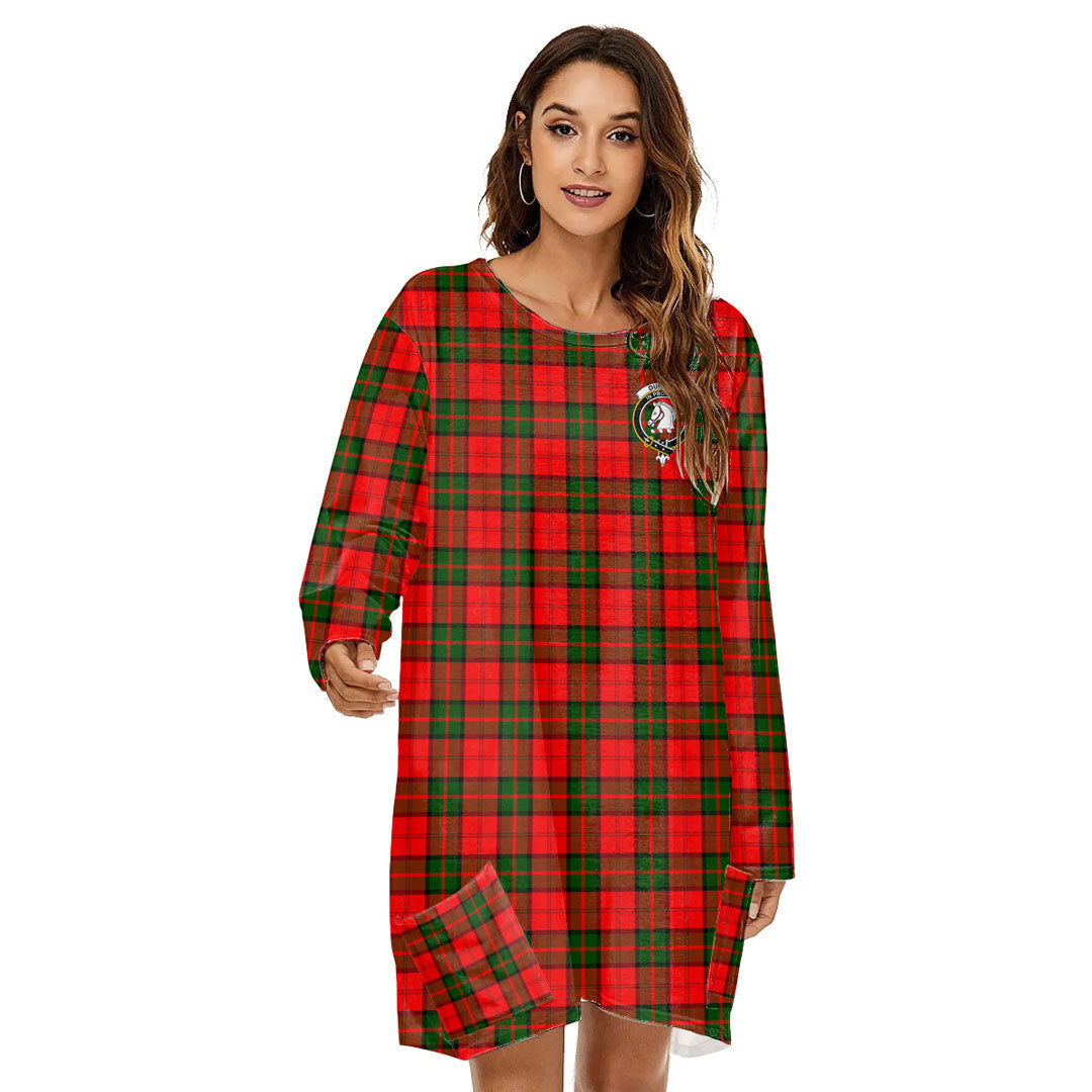 Dunbar Modern Tartan Crest Loose Crew Neck Dress