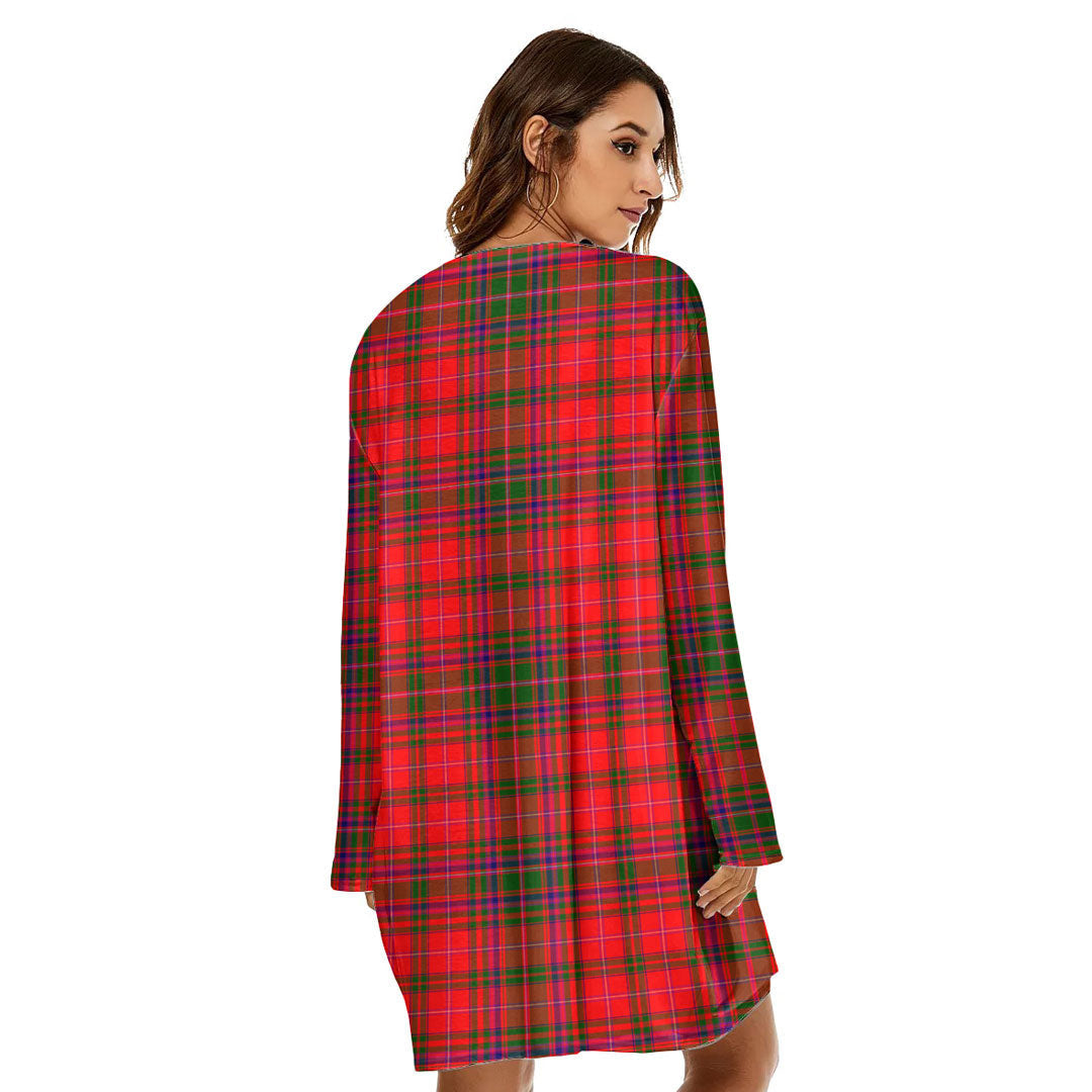 MacDougall Modern Tartan Crest Loose Crew Neck Dress