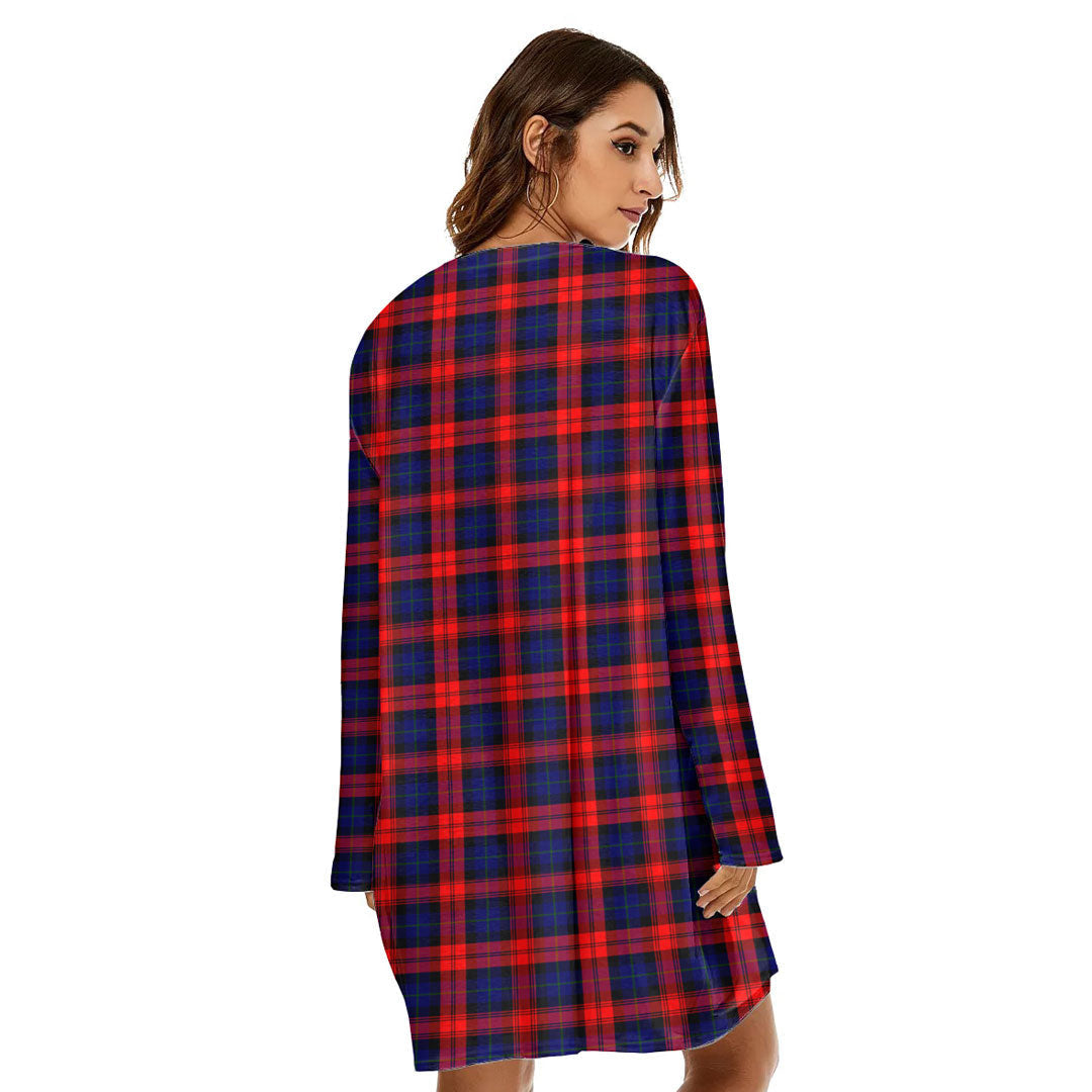 MacLachlan Modern Tartan Crest Loose Crew Neck Dress