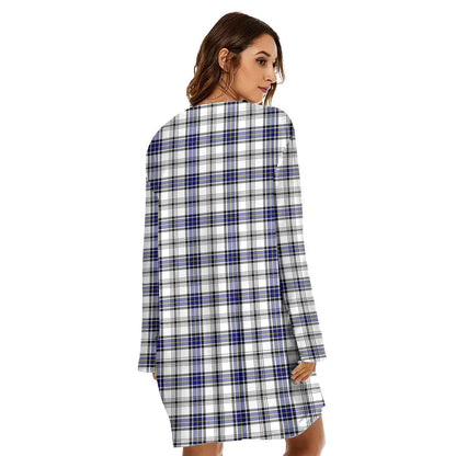 Hannay Modern Tartan Crest Loose Crew Neck Dress