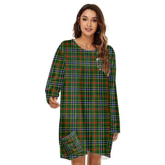 Bisset Tartan Crest Loose Crew Neck Dress