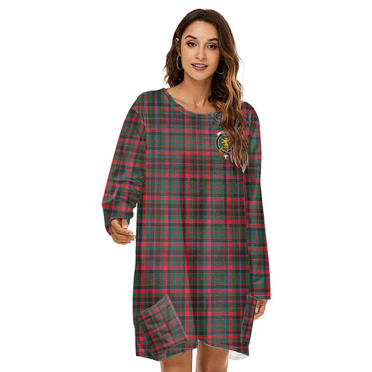 Cumming Hunting Modern Tartan Crest Loose Crew Neck Dress