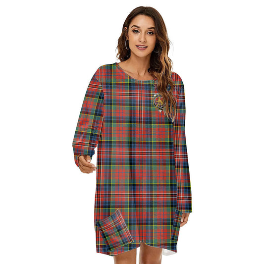 MacPherson Ancient Tartan Crest Loose Crew Neck Dress