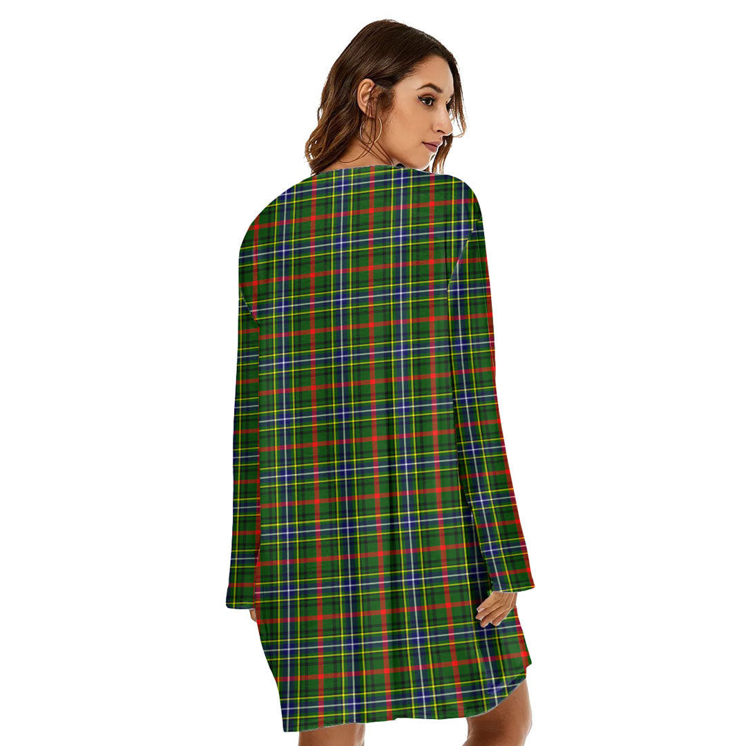 Bisset Tartan Crest Loose Crew Neck Dress