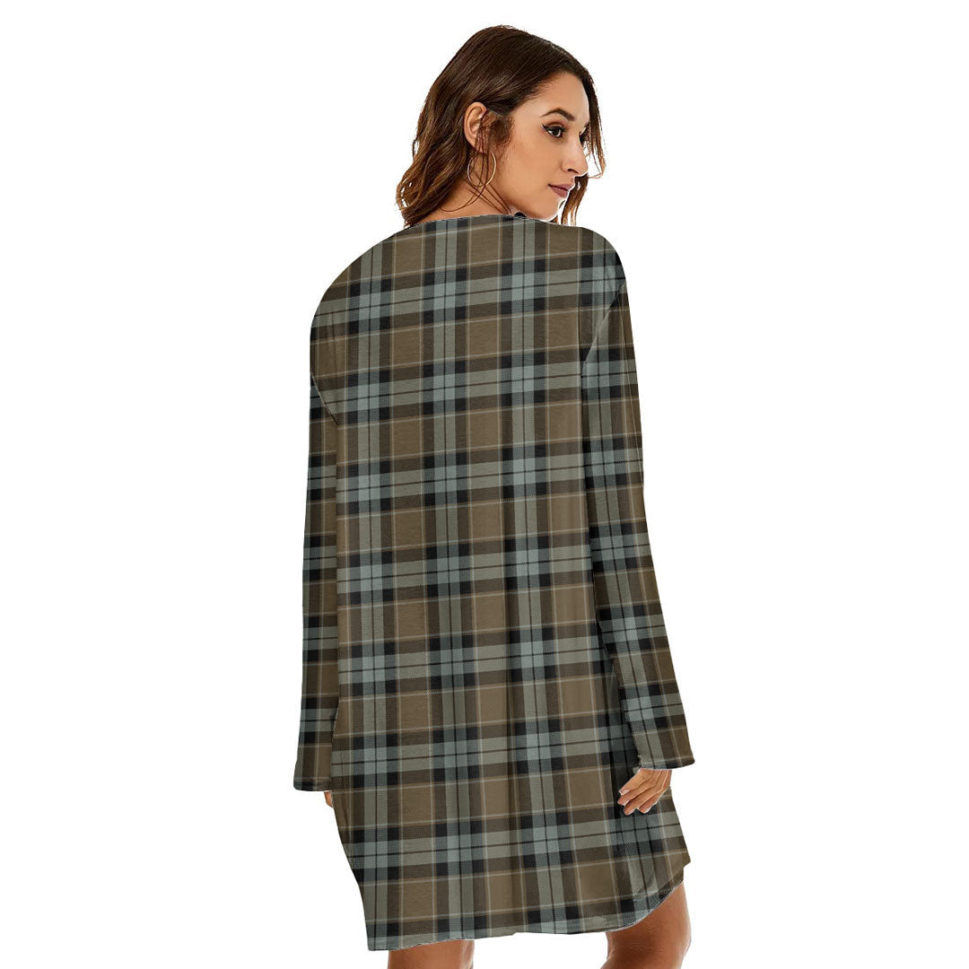 Graham of Menteith Weathered Tartan Crest Loose Crew Neck Dress