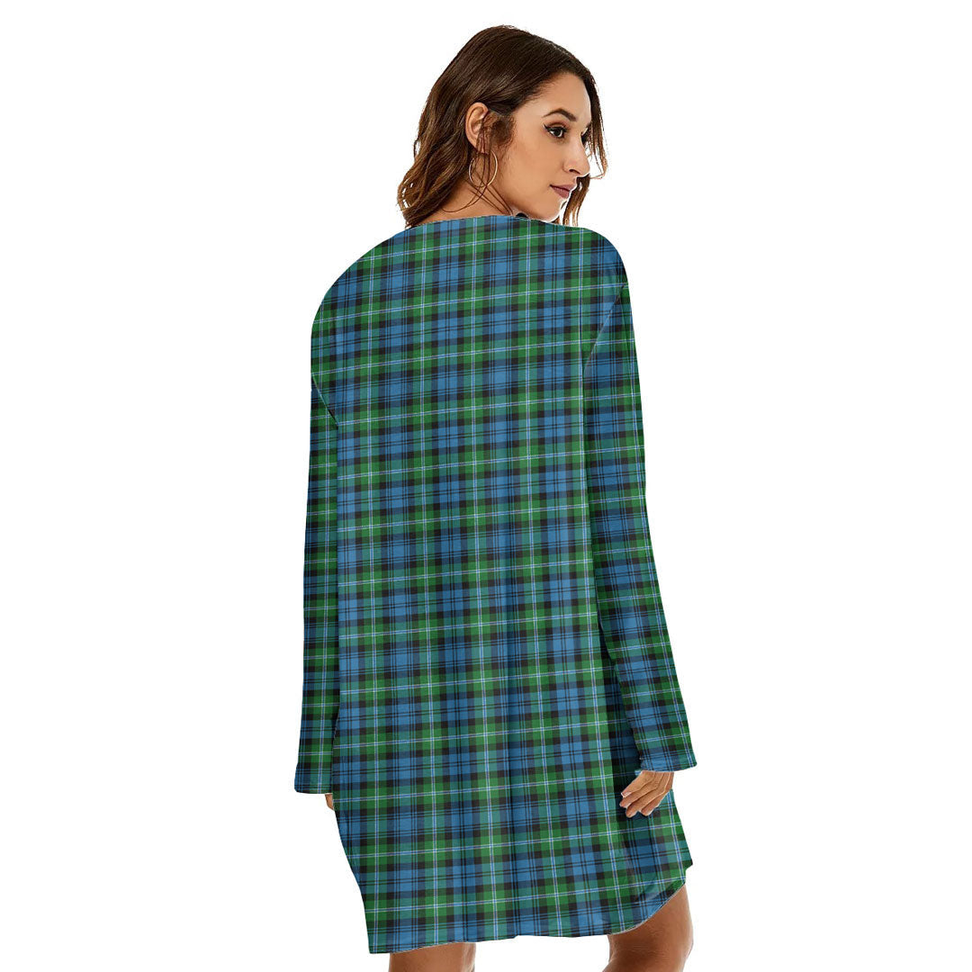 Lyon Tartan Plaid Tartan Crest Loose Crew Neck Dress