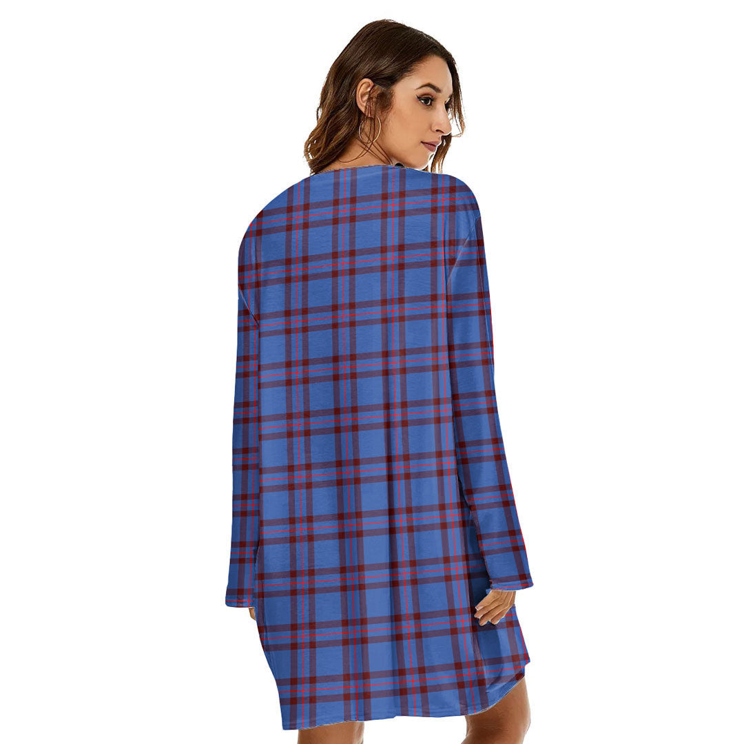 Elliot Modern Tartan Crest Loose Crew Neck Dress