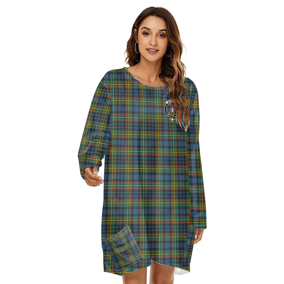 MacLellan Ancient Tartan Crest Loose Crew Neck Dress