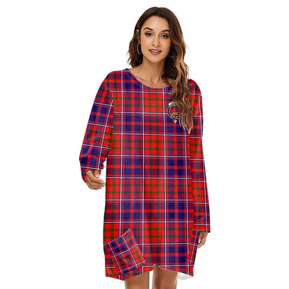 Cameron of Lochiel Modern Tartan Crest Loose Crew Neck Dress