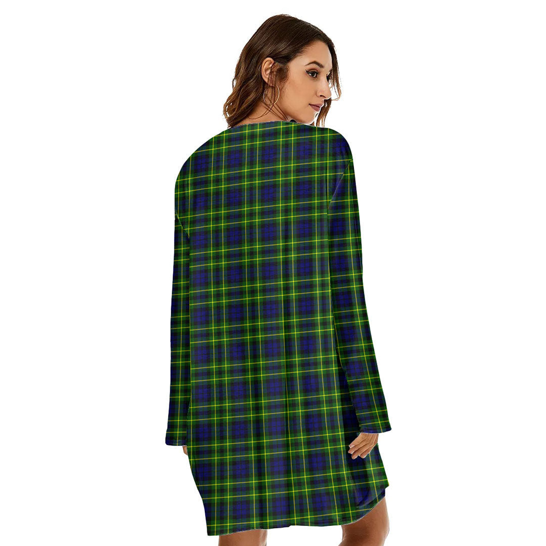 Campbell of Breadalbane Modern Tartan Crest Loose Crew Neck Dress