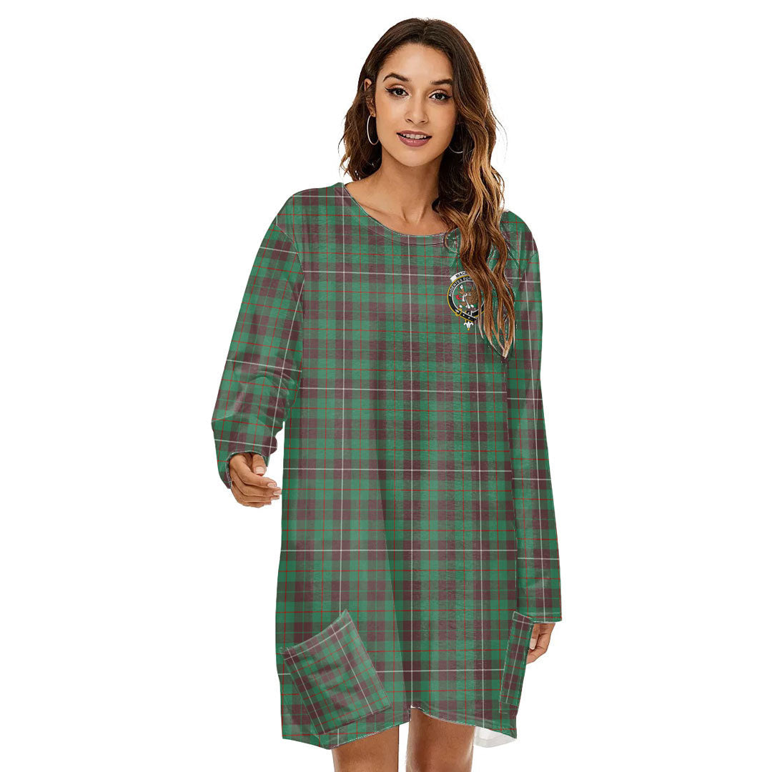 MacKinnon Hunting Ancient Tartan Crest Loose Crew Neck Dress