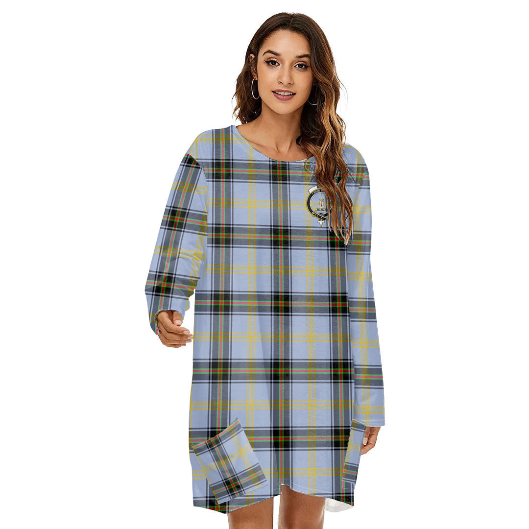 Bell of the Borders Tartan Crest Loose Crew Neck Dress