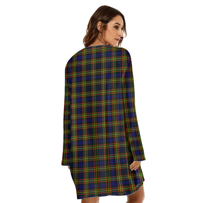 MacLellan Modern Tartan Crest Loose Crew Neck Dress