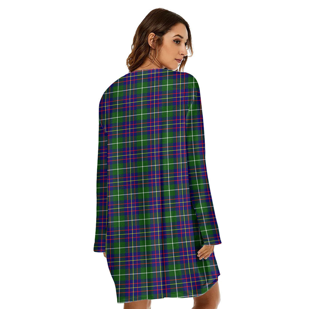 Inglis Modern Tartan Crest Loose Crew Neck Dress