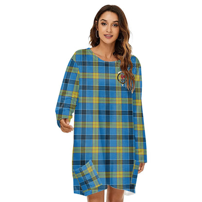 Laing Tartan Crest Loose Crew Neck Dress