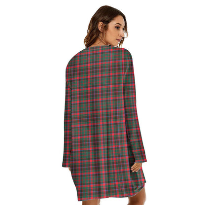 Cumming Hunting Modern Tartan Crest Loose Crew Neck Dress