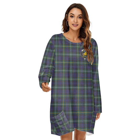 Campbell Argyll Modern Tartan Crest Loose Crew Neck Dress