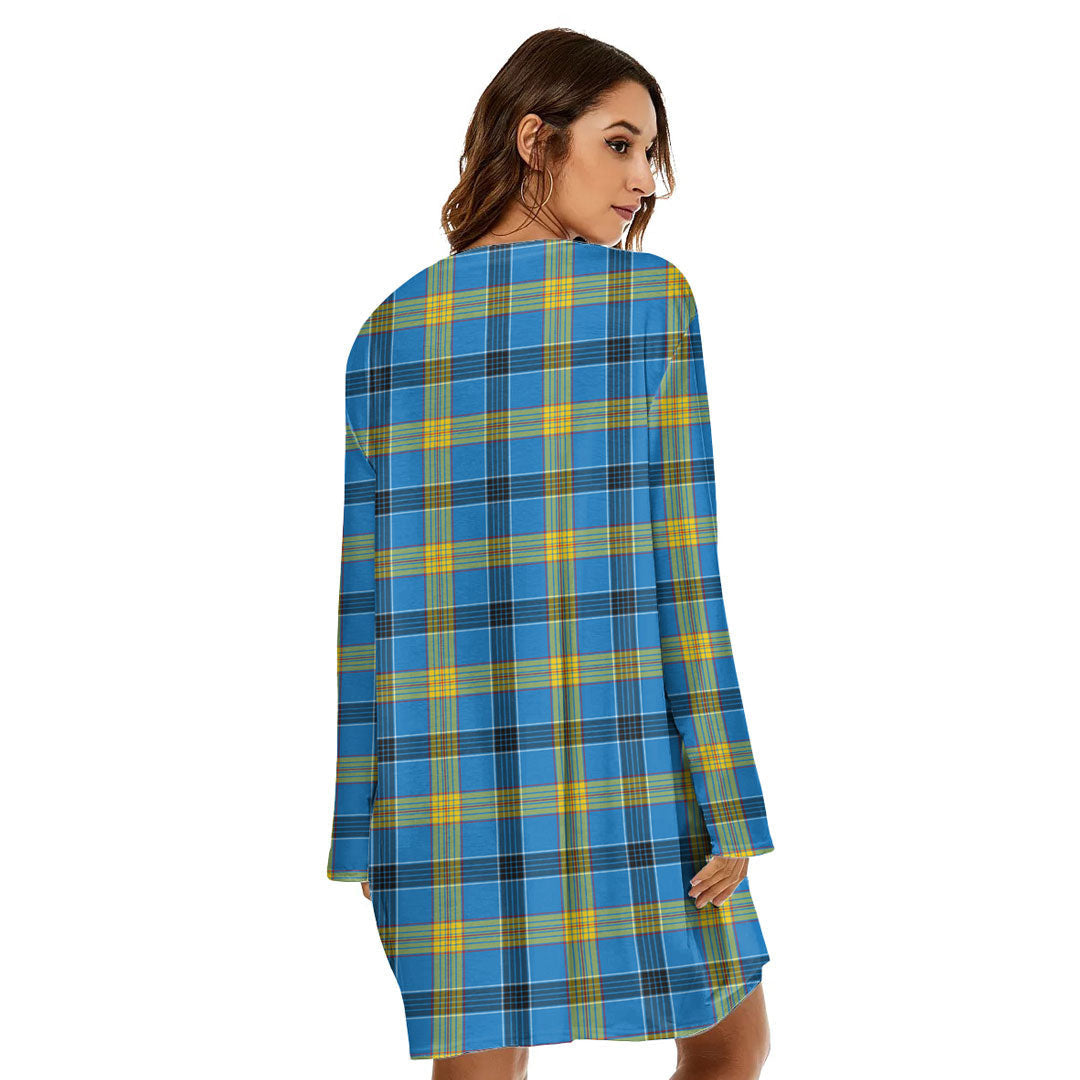 Laing Tartan Crest Loose Crew Neck Dress