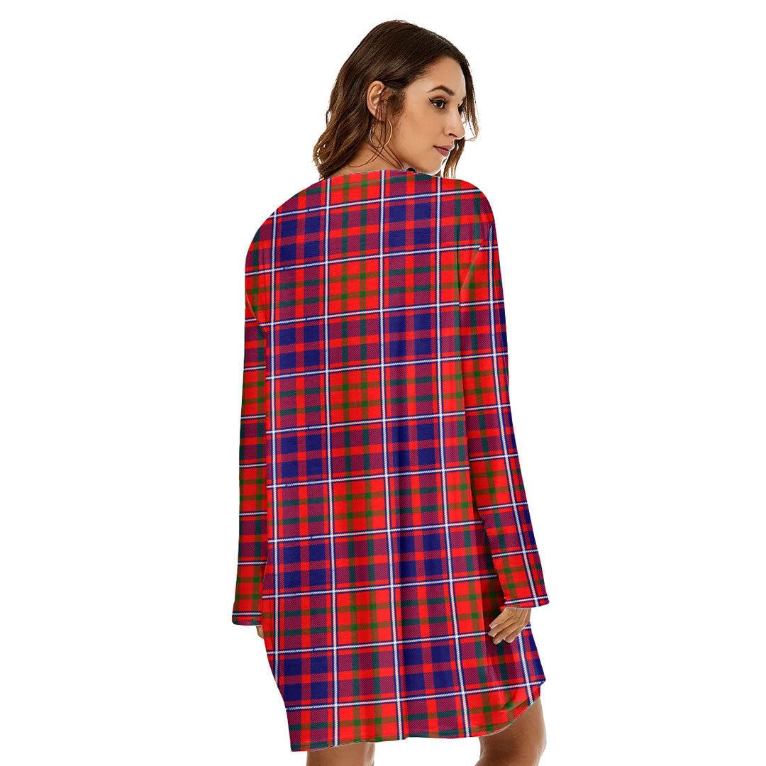 Cameron of Lochiel Modern Tartan Crest Loose Crew Neck Dress