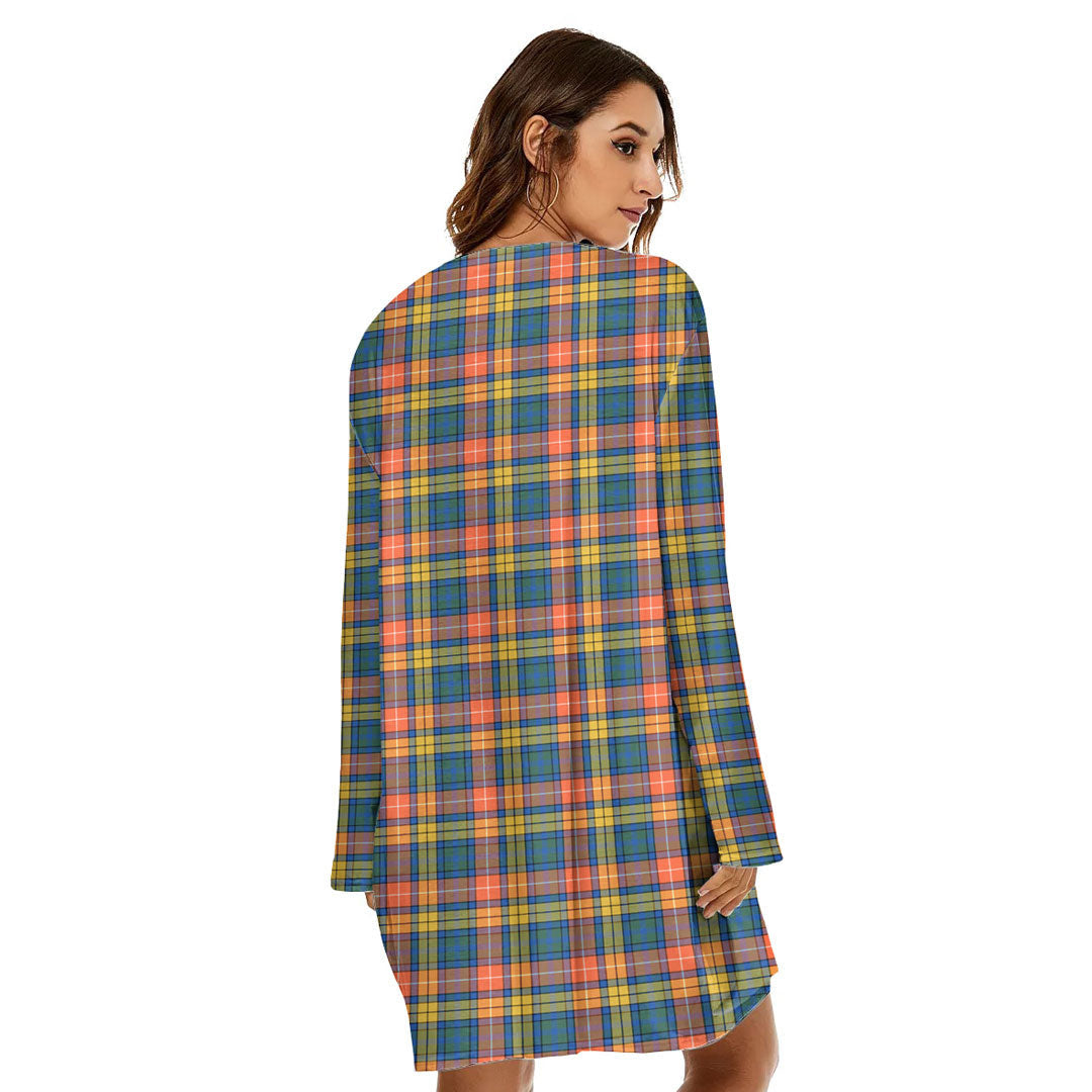 Buchanan Ancient Tartan Crest Loose Crew Neck Dress