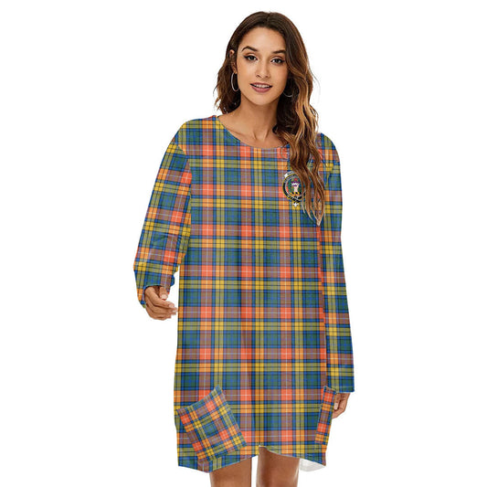 Buchanan Ancient Tartan Crest Loose Crew Neck Dress