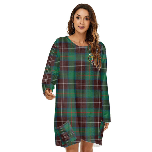 Chisholm Hunting Ancient Tartan Crest Loose Crew Neck Dress