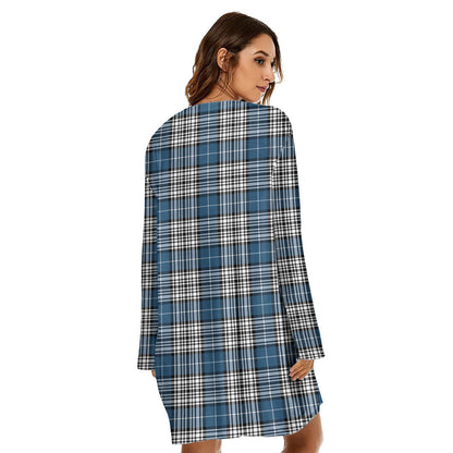 Napier Modern Tartan Crest Loose Crew Neck Dress