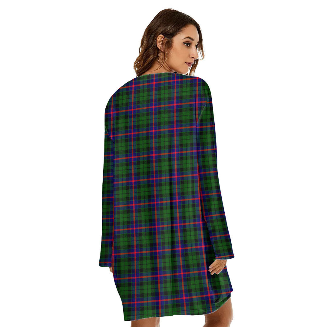 Morrison Modern Tartan Crest Loose Crew Neck Dress