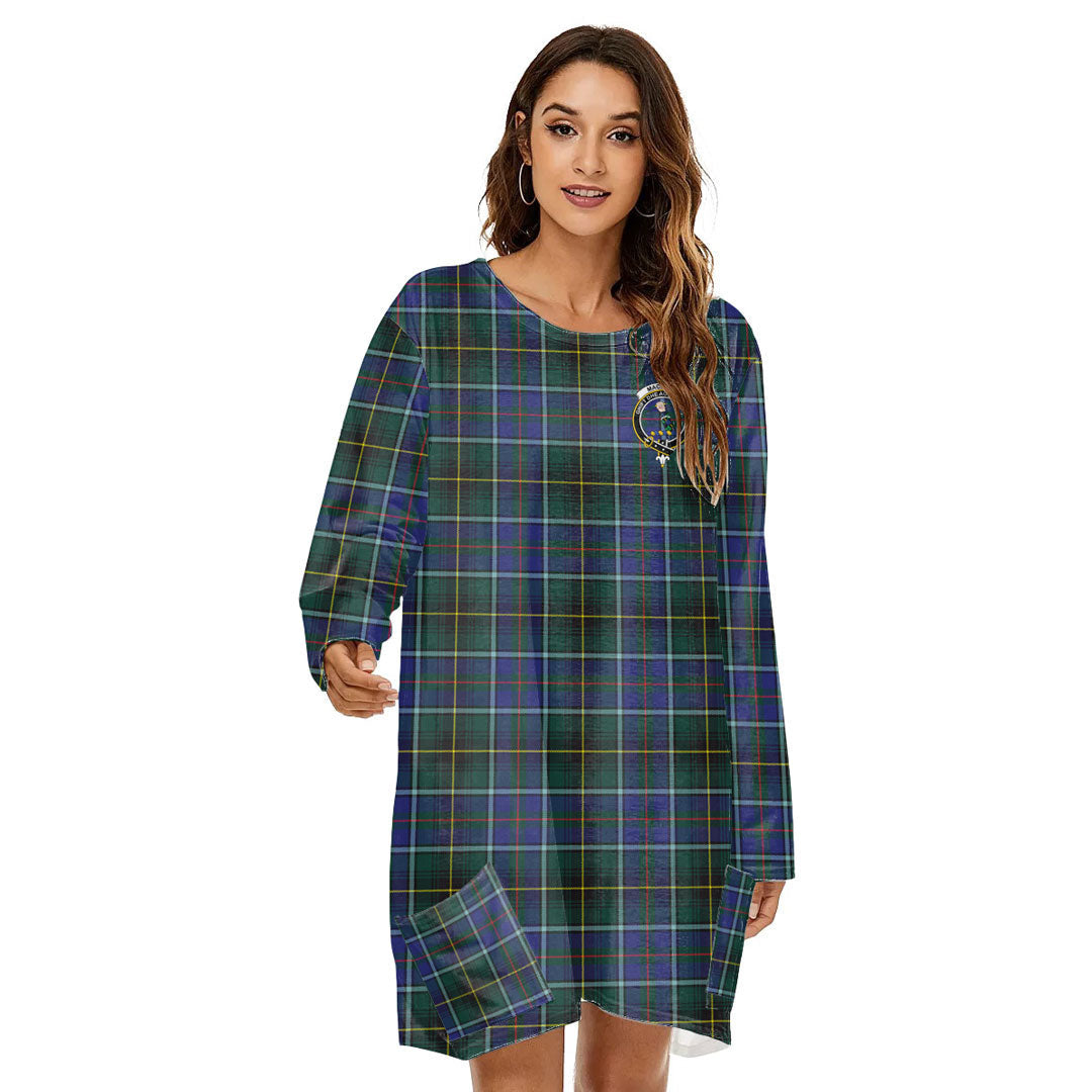 MacInnes Modern Tartan Crest Loose Crew Neck Dress