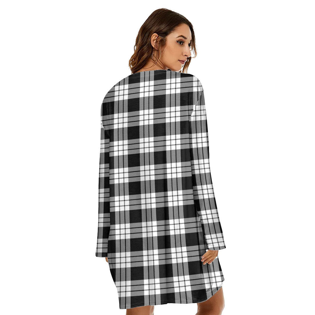 MacFarlane Black White Tartan Crest Loose Crew Neck Dress