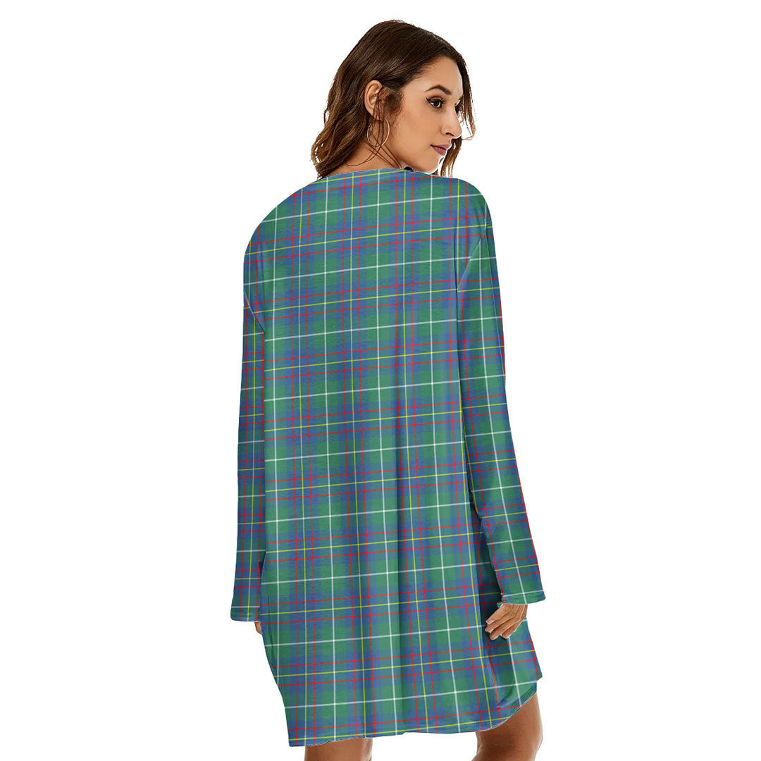 Inglis Ancient Tartan Crest Loose Crew Neck Dress