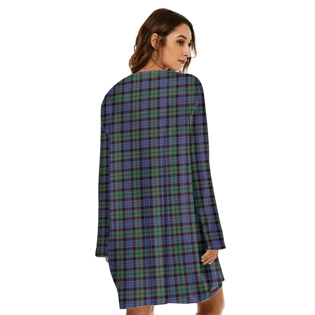 Fletcher Modern Tartan Crest Loose Crew Neck Dress