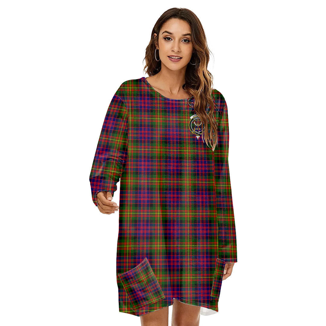 Carnegie Modern Tartan Crest Loose Crew Neck Dress