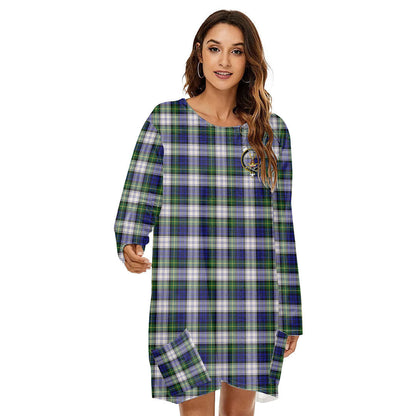 Gordon Dress Modern Tartan Crest Loose Crew Neck Dress