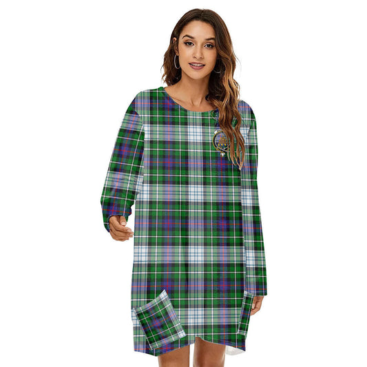 MacKenzie Dress Modern Tartan Crest Loose Crew Neck Dress