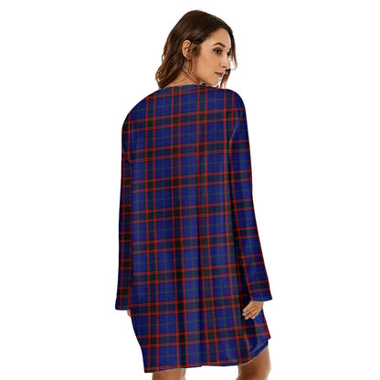 Home Modern Tartan Crest Loose Crew Neck Dress