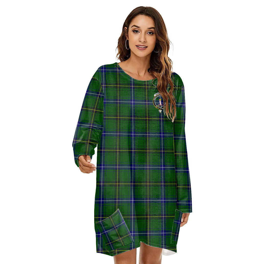 Henderson Modern Tartan Crest Loose Crew Neck Dress