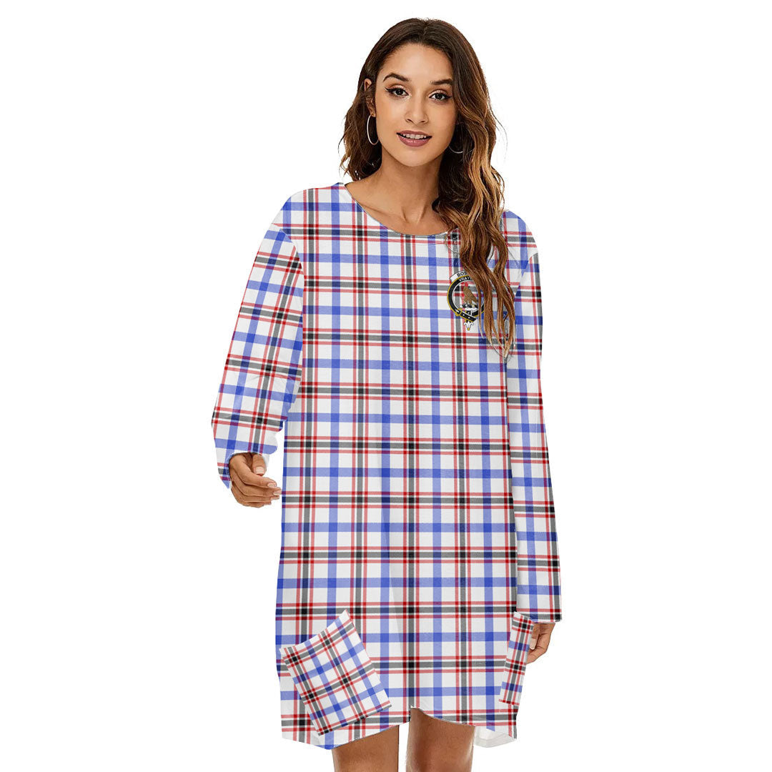 Boswell Modern Tartan Crest Loose Crew Neck Dress