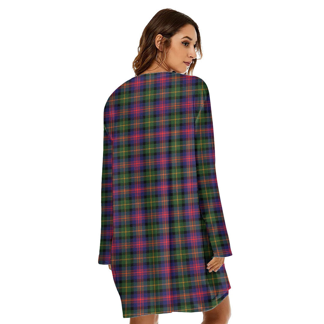 Logan Modern Tartan Crest Loose Crew Neck Dress