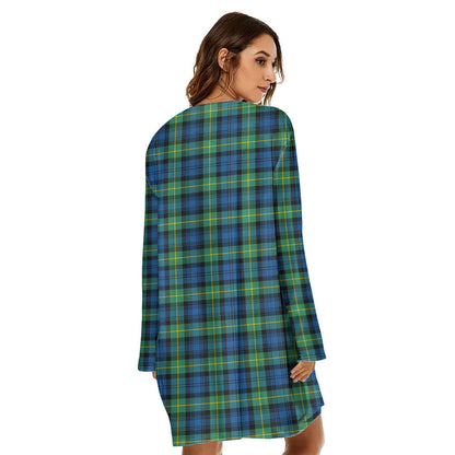 Gordon Ancient Tartan Crest Loose Crew Neck Dress